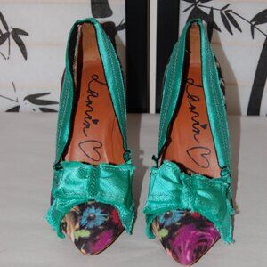 38/US 8❤️LANVIN Metal High Heels Flowers Bow PUMPS Sandals Heels Multicolor